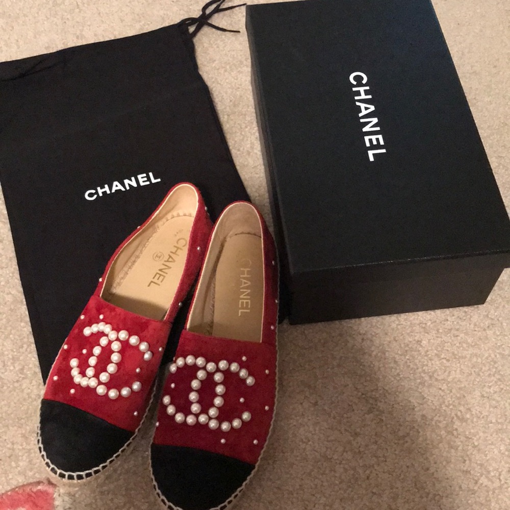 SOLD!!! Chanel pearl studded espadrilles size 38
